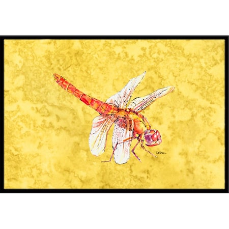 Carolines Treasures Dragonfly on Yellow Indoor Or Outdoor Doormat - 18 x 27 in. 8866MAT